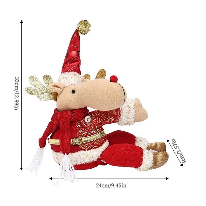 Red Gold Foil Fabric Christmas Decoration – Cute design with Velcro closure, dual-use as curtain tieback or tabletop ornament, full of festive cheer. / Santa Claus style
