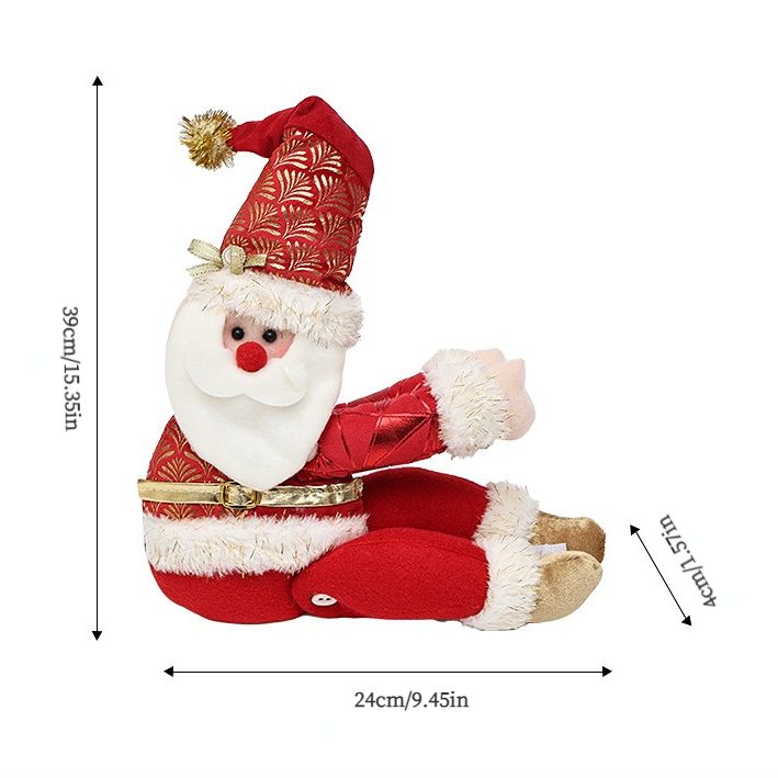 Red Gold Foil Fabric Christmas Decoration – Cute design with Velcro closure, dual-use as curtain tieback or tabletop ornament, full of festive cheer. / Santa Claus style