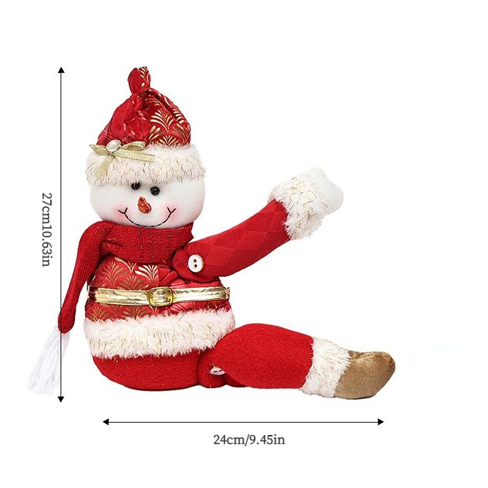 Red Gold Foil Fabric Christmas Decoration – Cute design with Velcro closure, dual-use as curtain tieback or tabletop ornament, full of festive cheer. / Reindeer style