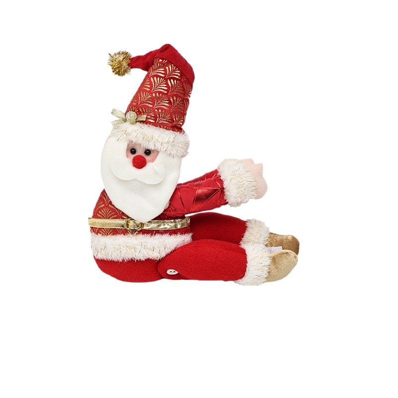 Red Gold Foil Fabric Christmas Decoration – Cute design with Velcro closure, dual-use as curtain tieback or tabletop ornament, full of festive cheer. / Snowman style