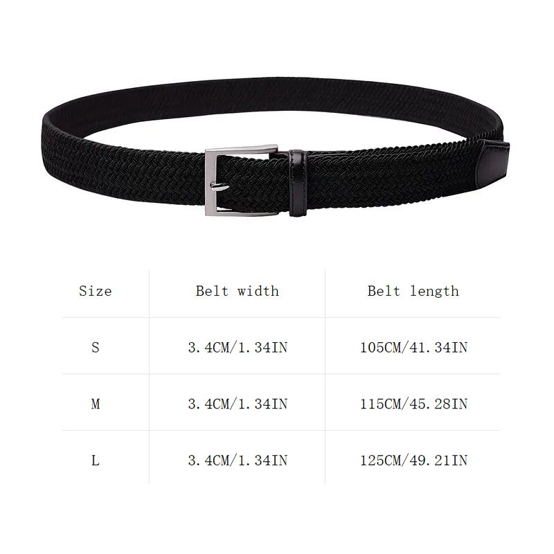 No-Hole Elastic Woven Belt, Unisex Comfortable and Versatile, Strong Elasticity Anti-Loosening, Breathable and Skin-Friendly No Sweating, Essential for Outdoor Sports and Daily Commute, A Casual Style Choice/Black : L code