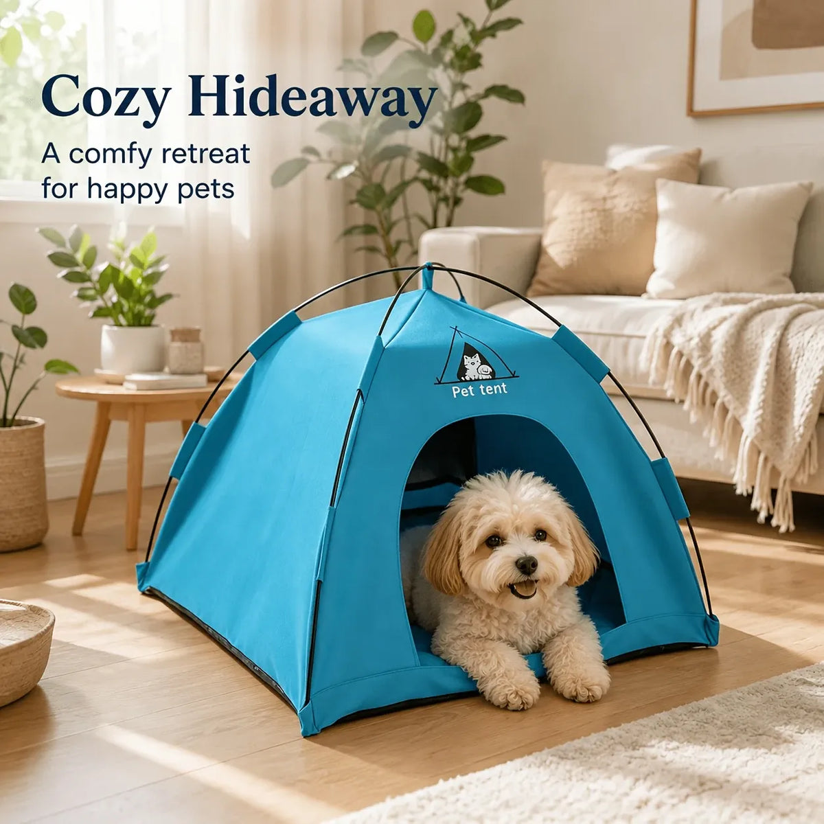 【Portable Foldable Pet Tent】Made of wear-resistant & water-resistant Oxford cloth with thickened quilted mat and sturdy frame. Ideal for indoor & outdoor use, a cozy private den for cats and small dogs.（pink.L)