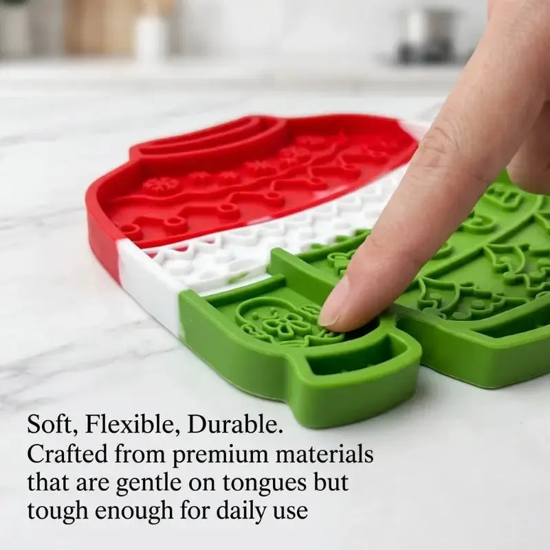 Christmas Sweater Pet Slow Feeder Lick Mat Strong Suction Cups Non-Slip Food Grade Silicone Calming Easy Clean for All Dogs Cats