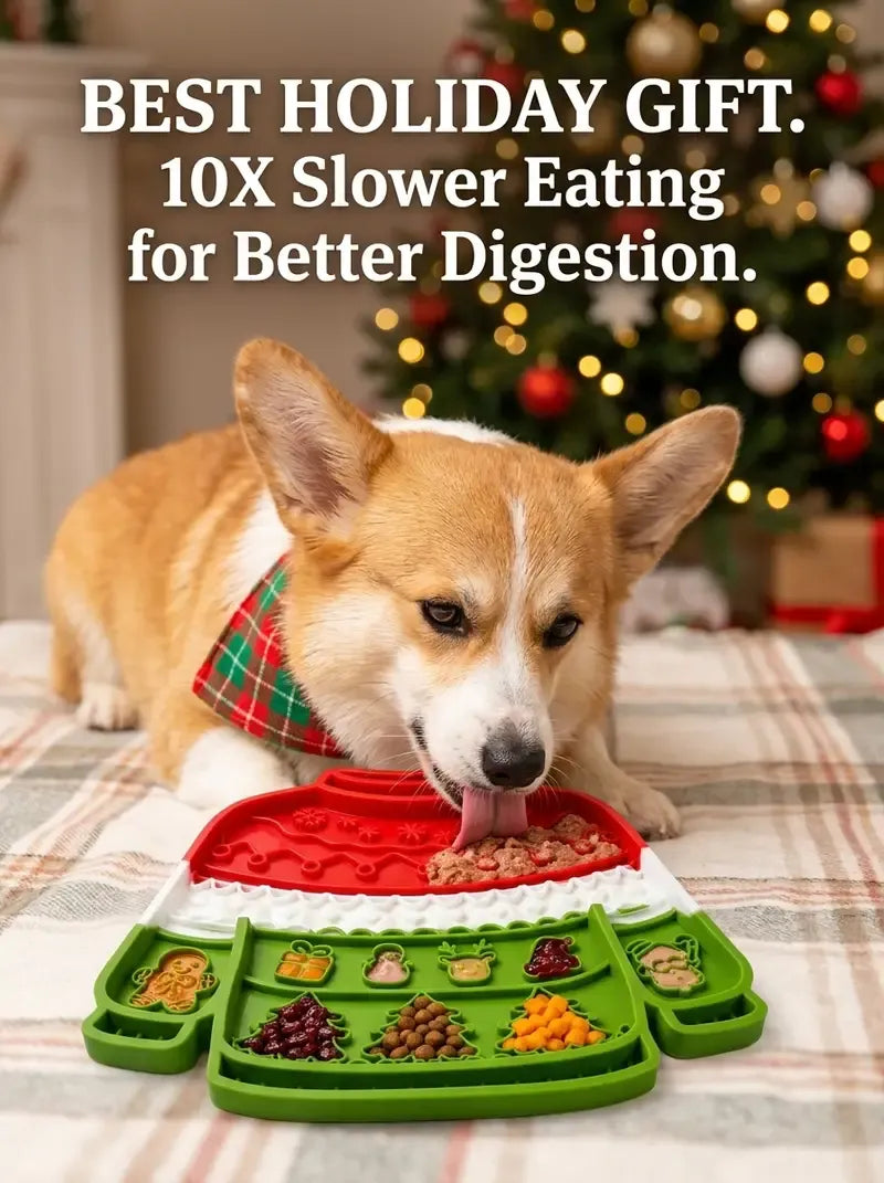 Christmas Sweater Pet Slow Feeder Lick Mat Strong Suction Cups Non-Slip Food Grade Silicone Calming Easy Clean for All Dogs Cats