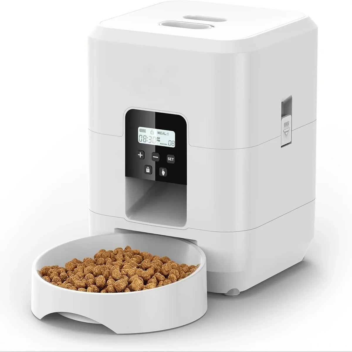 Timed Pet Feeder 2L, Programmable Portions, Washable, Battery/USB Operated(white)