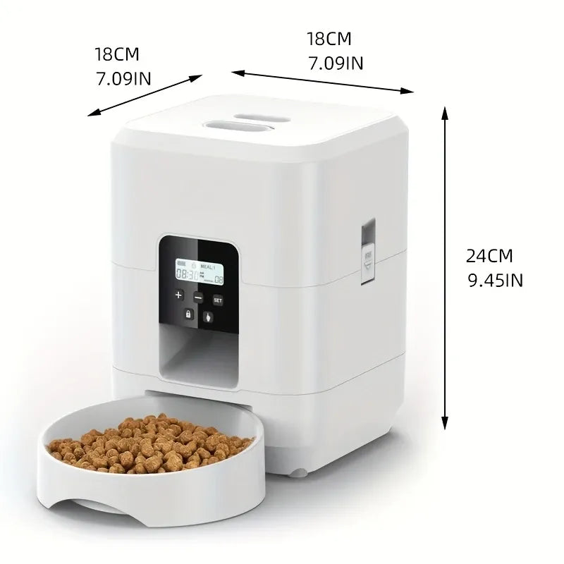 Timed Pet Feeder 2L, Programmable Portions, Washable, Battery/USB Operated(white)