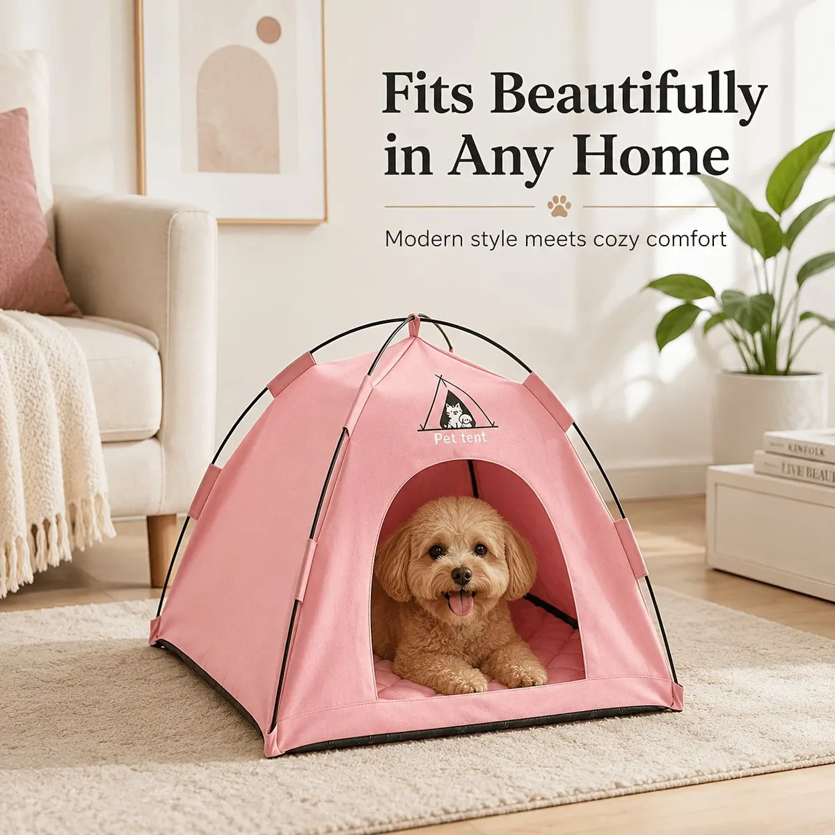 【Portable Foldable Pet Tent】Made of wear-resistant & water-resistant Oxford cloth with thickened quilted mat and sturdy frame. Ideal for indoor & outdoor use, a cozy private den for cats and small dogs.(grey.XL)