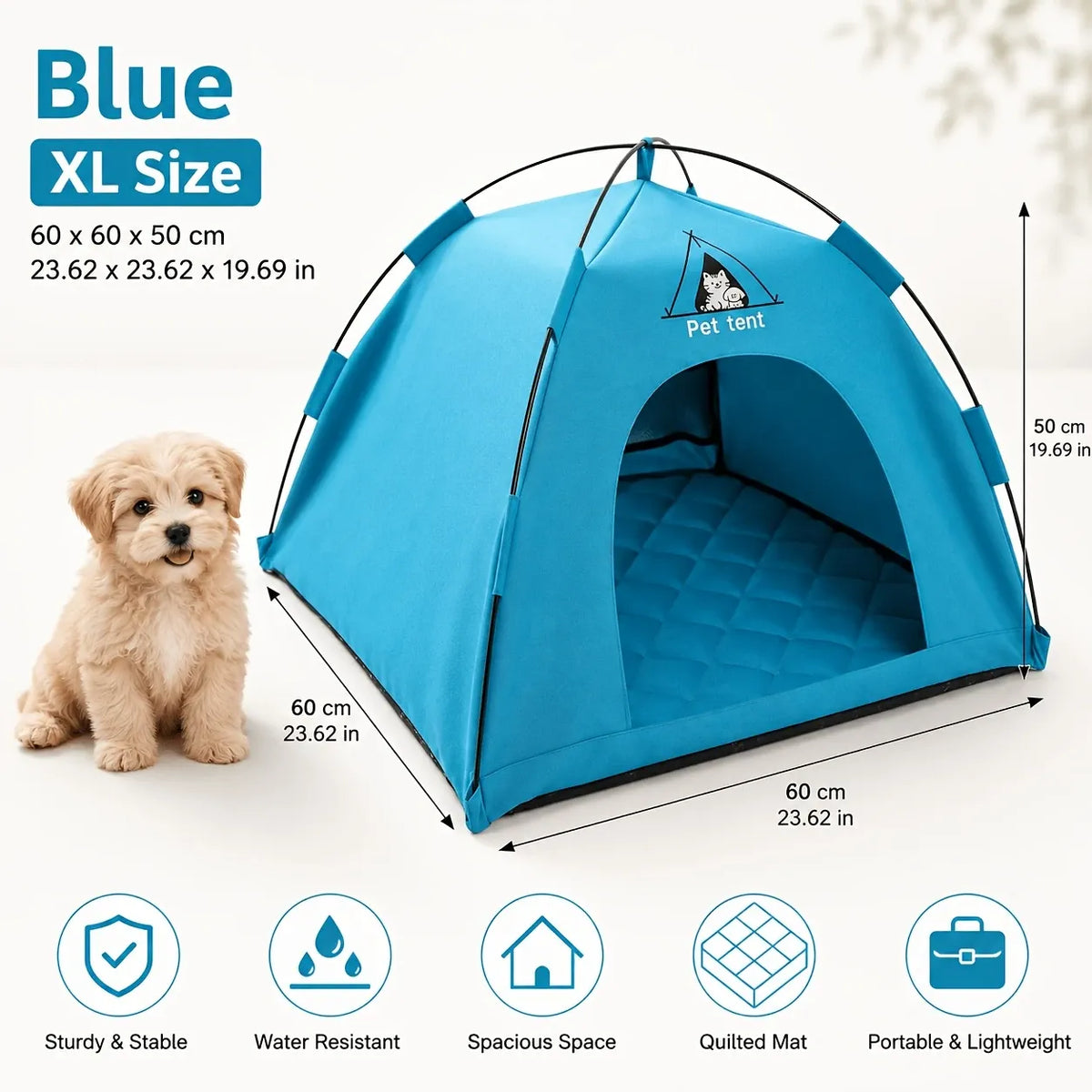 【Portable Foldable Pet Tent】Made of wear-resistant & water-resistant Oxford cloth with thickened quilted mat and sturdy frame. Ideal for indoor & outdoor use, a cozy private den for cats and small dogs.(grey.XL)