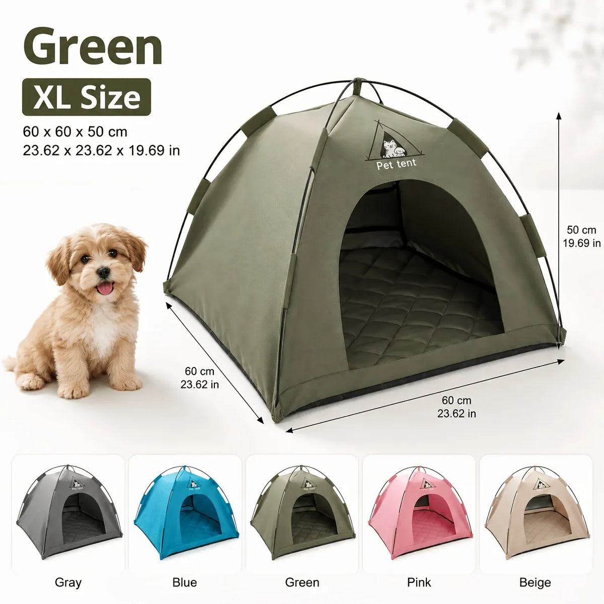 【Portable Foldable Pet Tent】Made of wear-resistant & water-resistant Oxford cloth with thickened quilted mat and sturdy frame. Ideal for indoor & outdoor use, a cozy private den for cats and small dogs.（beige.L)
