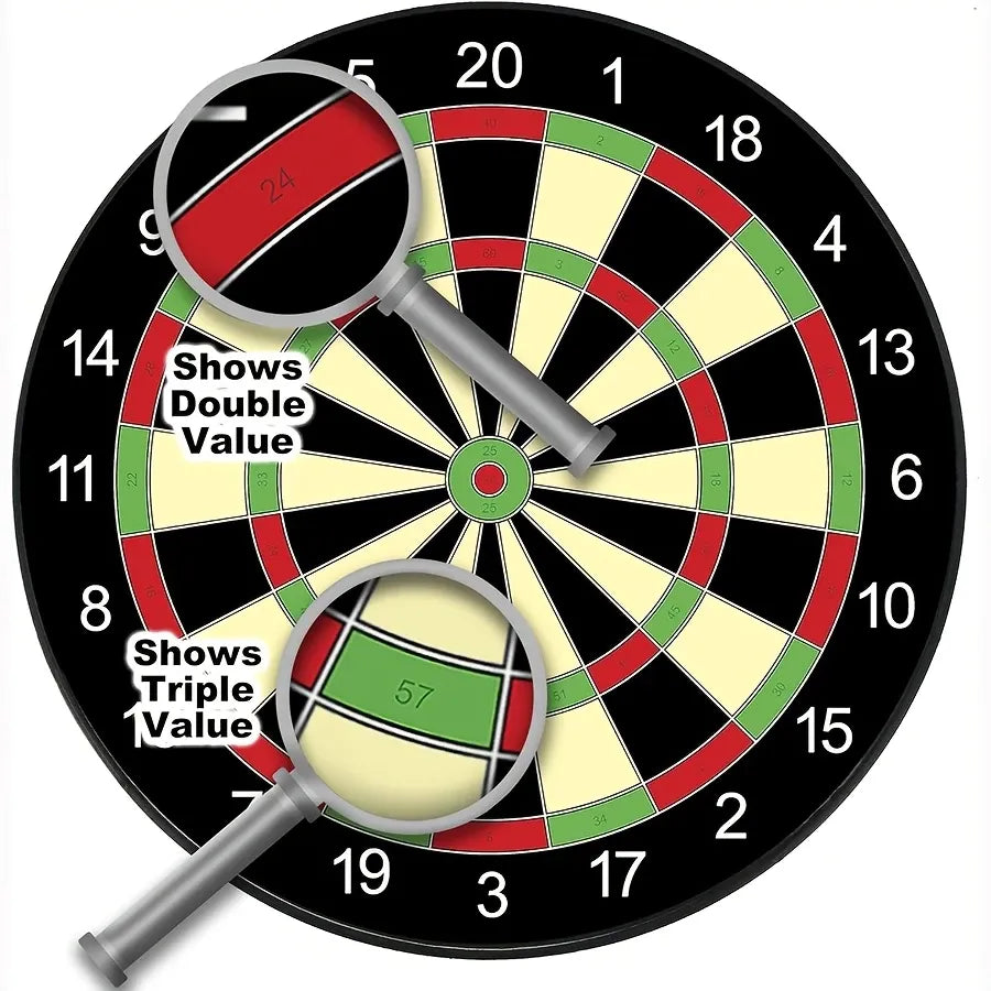 17" Red Green Magnetic Dartboard 40.5cm with 12 Strong Magnetic Darts & Damage-Free Hooks, Safe Portable Wall Mount for Family Party Game