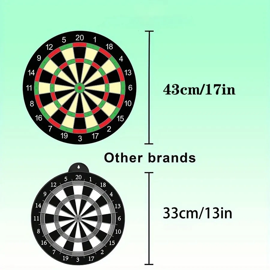 17" Red Green Magnetic Dartboard 40.5cm with 12 Strong Magnetic Darts & Damage-Free Hooks, Safe Portable Wall Mount for Family Party Game