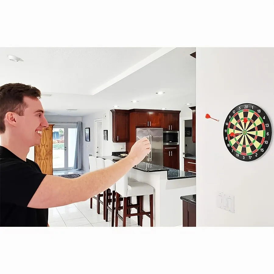 17" Red Green Magnetic Dartboard 40.5cm with 12 Strong Magnetic Darts & Damage-Free Hooks, Safe Portable Wall Mount for Family Party Game