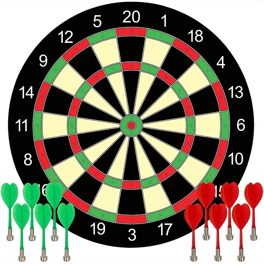 17" Red Green Magnetic Dartboard 40.5cm with 12 Strong Magnetic Darts & Damage-Free Hooks, Safe Portable Wall Mount for Family Party Game
