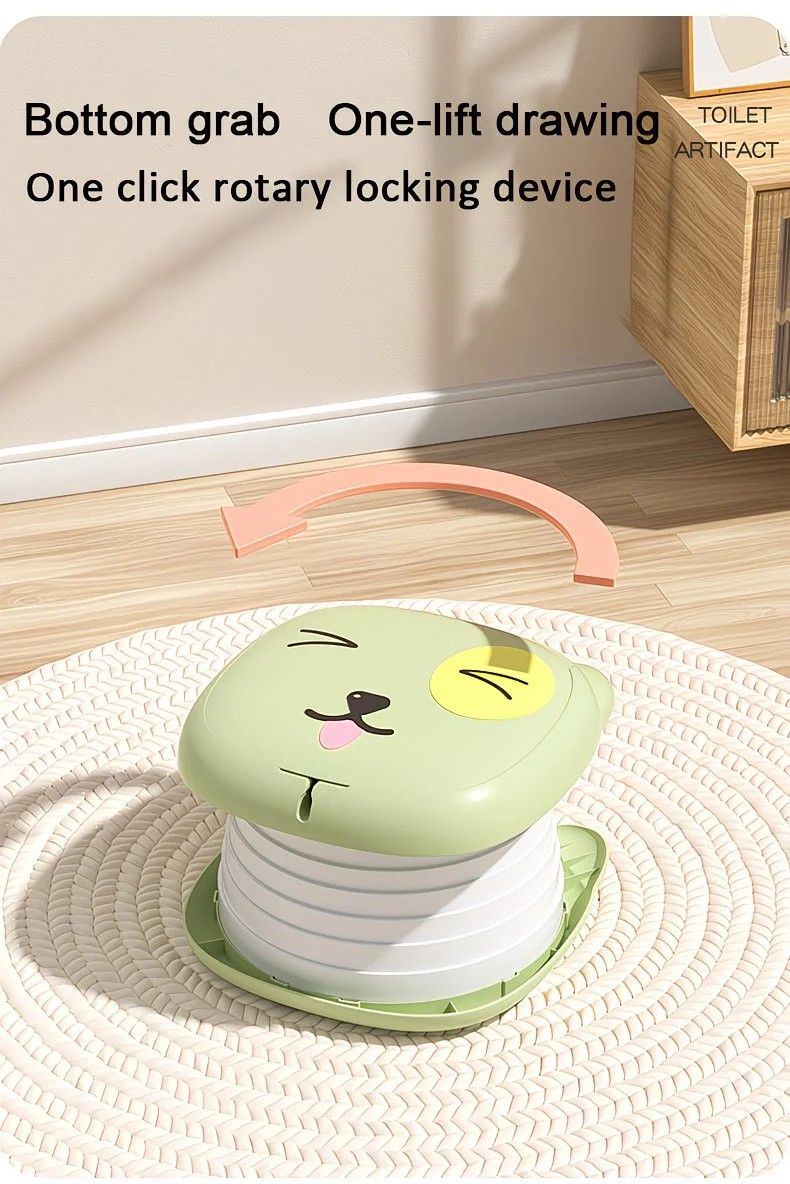 Car Folding Potty, cute cartoon design, folds in seconds for easy carrying, widened seat ring for comfort and stability, suitable for both home and travel.(pink)