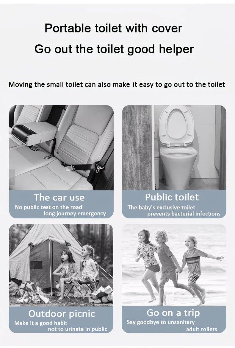Car Folding Potty, cute cartoon design, folds in seconds for easy carrying, widened seat ring for comfort and stability, suitable for both home and travel.(pink)