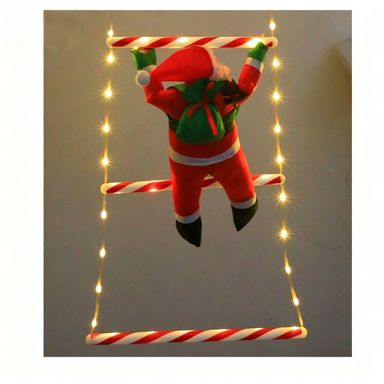 1.5M USB Remote Control Christmas Climbing Ladder Light, IP65 Waterproof with 8 Modes, Dynamic Climbing Santa, Indoor & Outdoor Holiday Decoration (Warm Light)