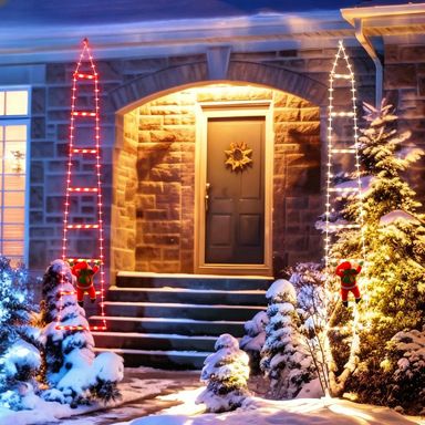 1.5M USB Remote Control Christmas Climbing Ladder Light, IP65 Waterproof with 8 Modes, Dynamic Climbing Santa, Indoor & Outdoor Holiday Decoration (Warm Light)