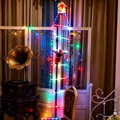 1.5M USB Remote Control Christmas Climbing Ladder Light, IP65 Waterproof with 8 Modes, Dynamic Climbing Santa, Indoor & Outdoor Holiday Decoration (Colorful Light)
