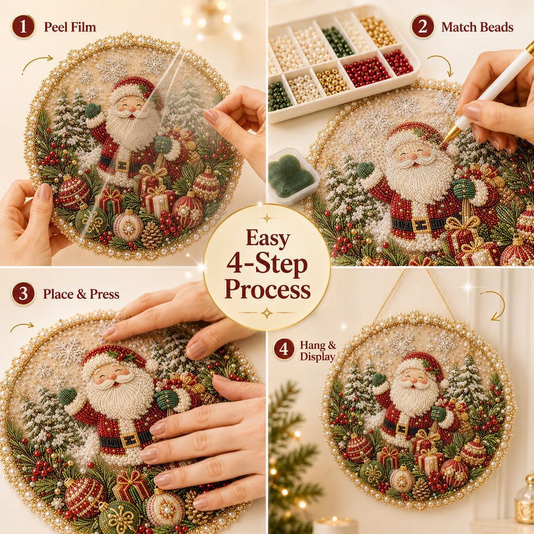 Four Seasons & Holiday Pearl Art DIY Hanging Wreath – 3D Sparkling Adult Craft Ornament with Spring, Summer, Autumn, Winter & Christmas Themes. Curated for Independent Stores. Perfect for Stress Relief, Home Decor & Gifting.[Pumpkin]