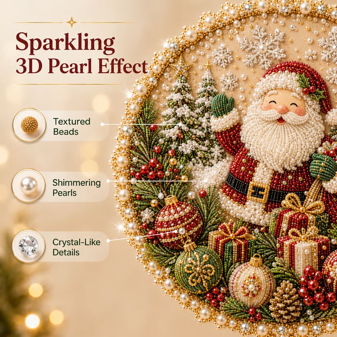 Four Seasons & Holiday Pearl Art DIY Hanging Wreath – 3D Sparkling Adult Craft Ornament with Spring, Summer, Autumn, Winter & Christmas Themes. Curated for Independent Stores. Perfect for Stress Relief, Home Decor & Gifting.[Pumpkin]