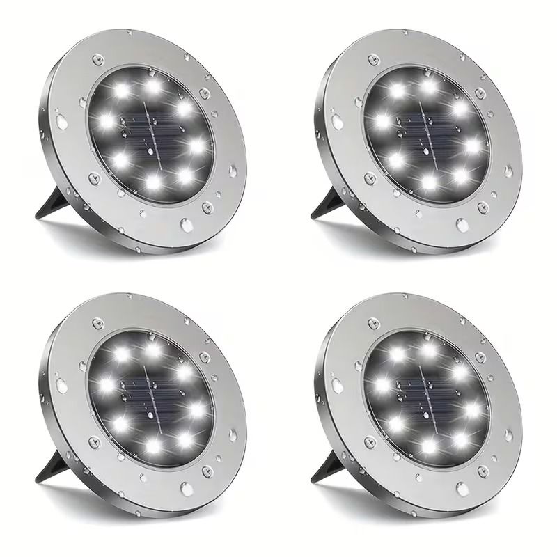 4PCS Solar Outdoor Buried Light Waterproof Garden Lawn Lamp Warm Landscape Lighting No Wiring Auto Charge Night Illumination Decorative Light.*Warm light