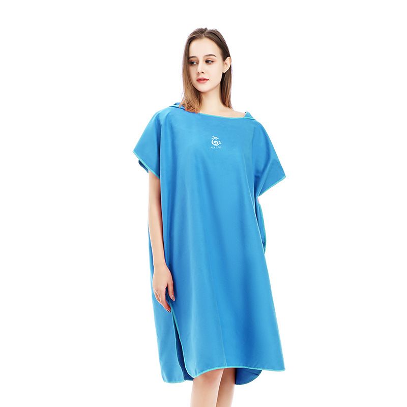 1pc Microfiber Quick-Dry Bathrobe with Storage Case, Changing Poncho for Bathroom, Surfing, Swimming, Beach, Lightweight & Compact, One Size, Portable Case.*blue