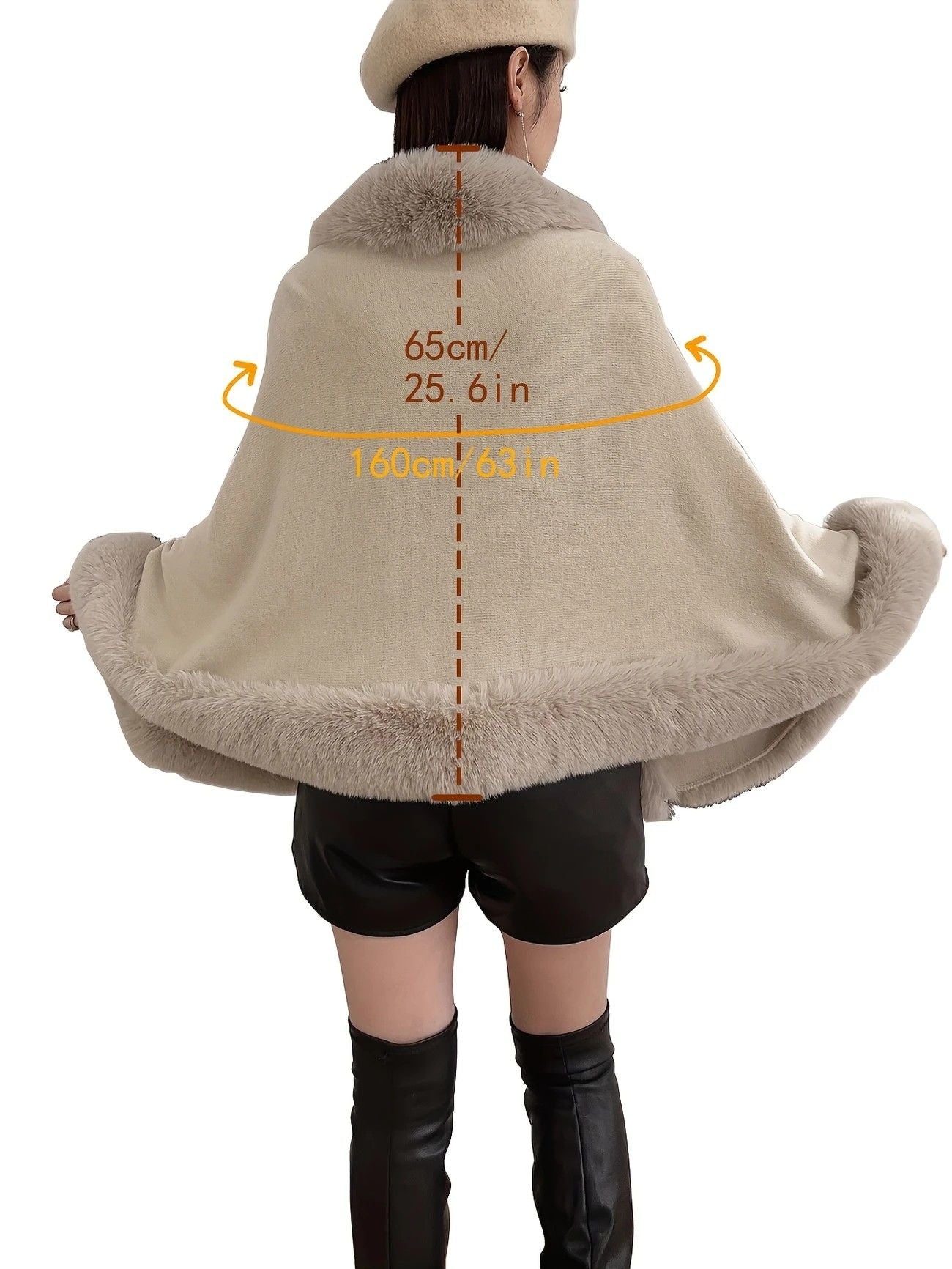 Imitation Mink Collar Knit Shawl: Autumn/Winter Retro Cape, Elegant, Versatile, and Flattering（purple）