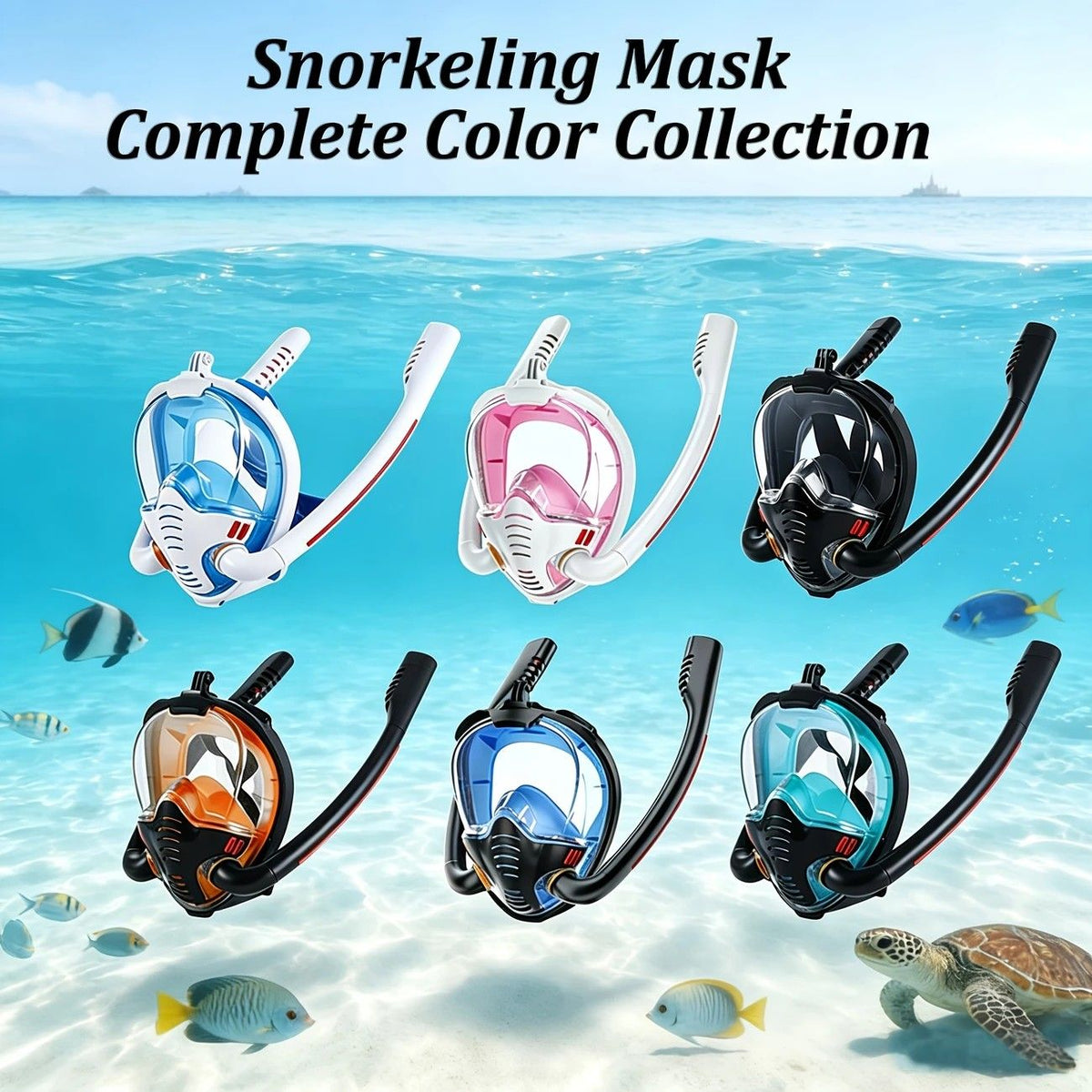 Adult Full Face Snorkel Mask Dual Tube 180° Panoramic Anti-Fog, Unisex Snorkelling Gear for Outdoor Water Sports S/M .orange