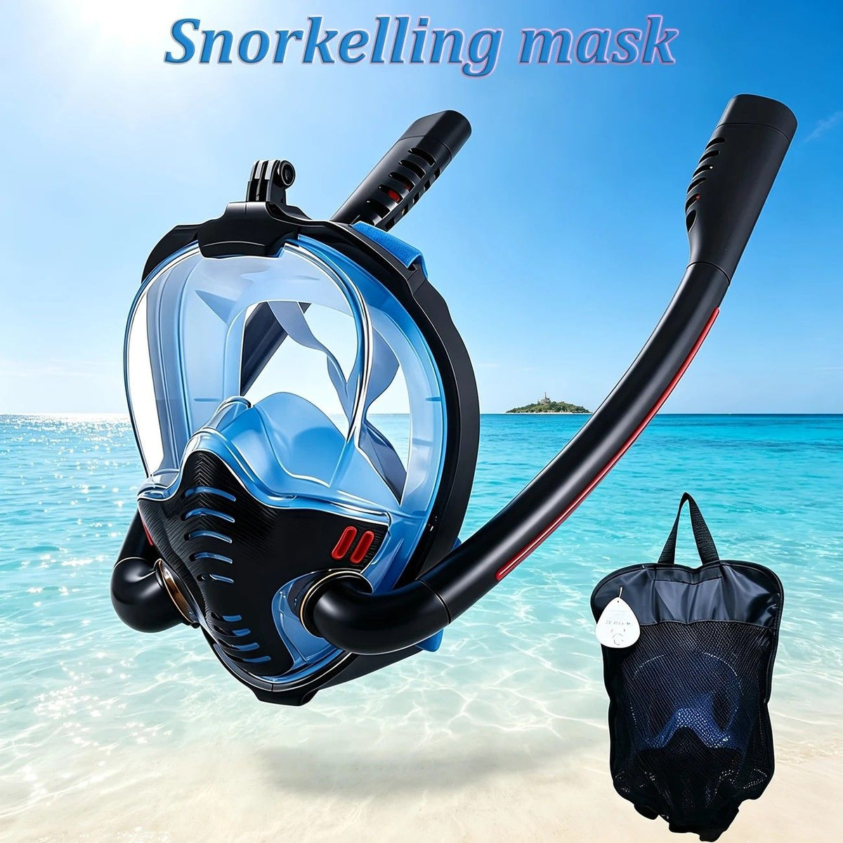Adult Full Face Snorkel Mask Dual Tube 180° Panoramic Anti-Fog, Unisex Snorkelling Gear for Outdoor Water Sports S/M .orange