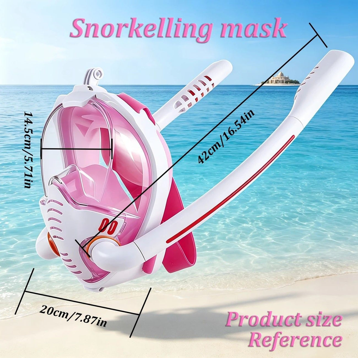 Adult Full Face Snorkel Mask Dual Tube 180° Panoramic Anti-Fog, Unisex Snorkelling Gear for Outdoor Water Sports S/M.black+blue