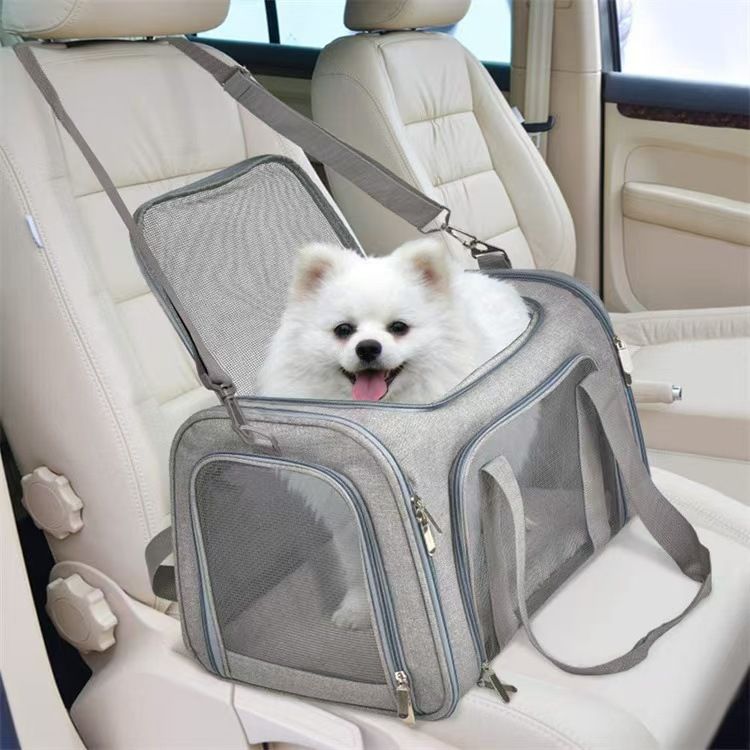 Breathable Multi-Functional Pet Carrier Backpack, Oxford Cloth Car Travel Cat & Dog Carrier, Large Capacity Portable Outdoor Pet Bag.(GREY,SIZE  S)