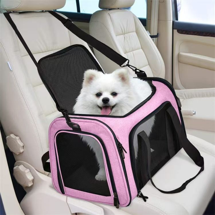 Breathable Multi-Functional Pet Carrier Backpack, Oxford Cloth Car Travel Cat & Dog Carrier, Large Capacity Portable Outdoor Pet Bag.(pink,SIZE XL)