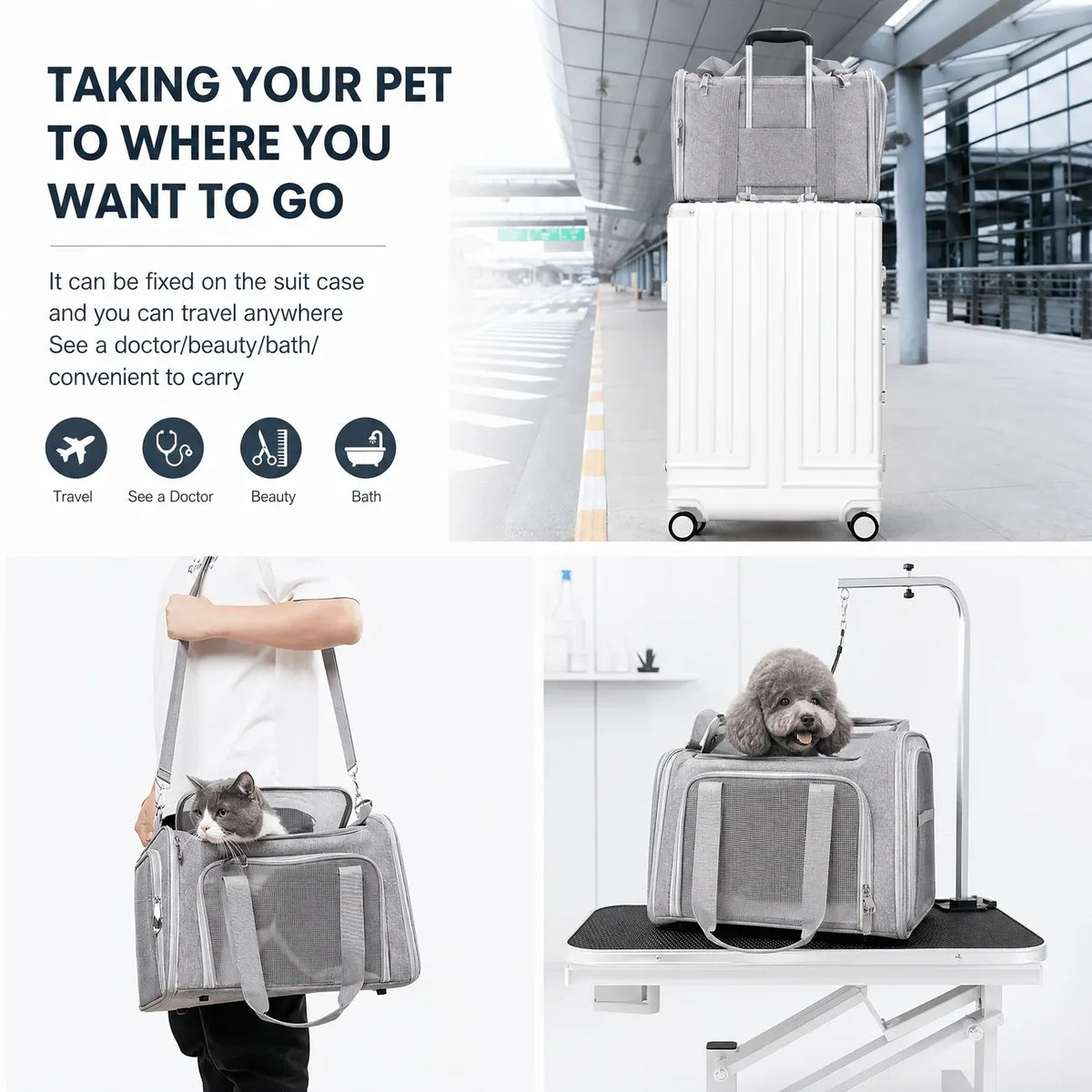 Breathable Multi-Functional Pet Carrier Backpack, Oxford Cloth Car Travel Cat & Dog Carrier, Large Capacity Portable Outdoor Pet Bag.(pink,SIZE XL)