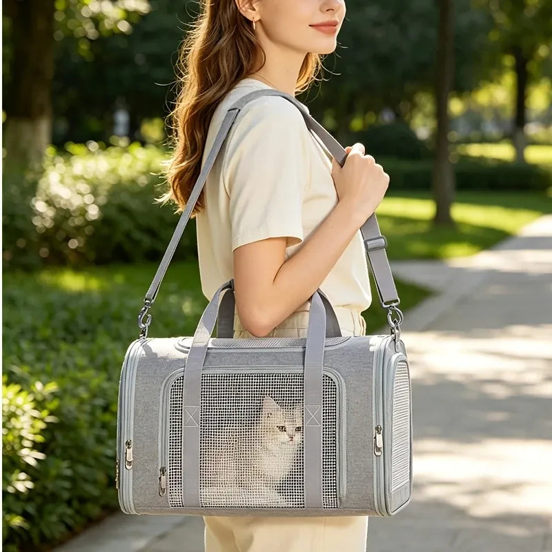 Breathable Multi-Functional Pet Carrier Backpack, Oxford Cloth Car Travel Cat & Dog Carrier, Large Capacity Portable Outdoor Pet Bag.(pink,SIZE XL)