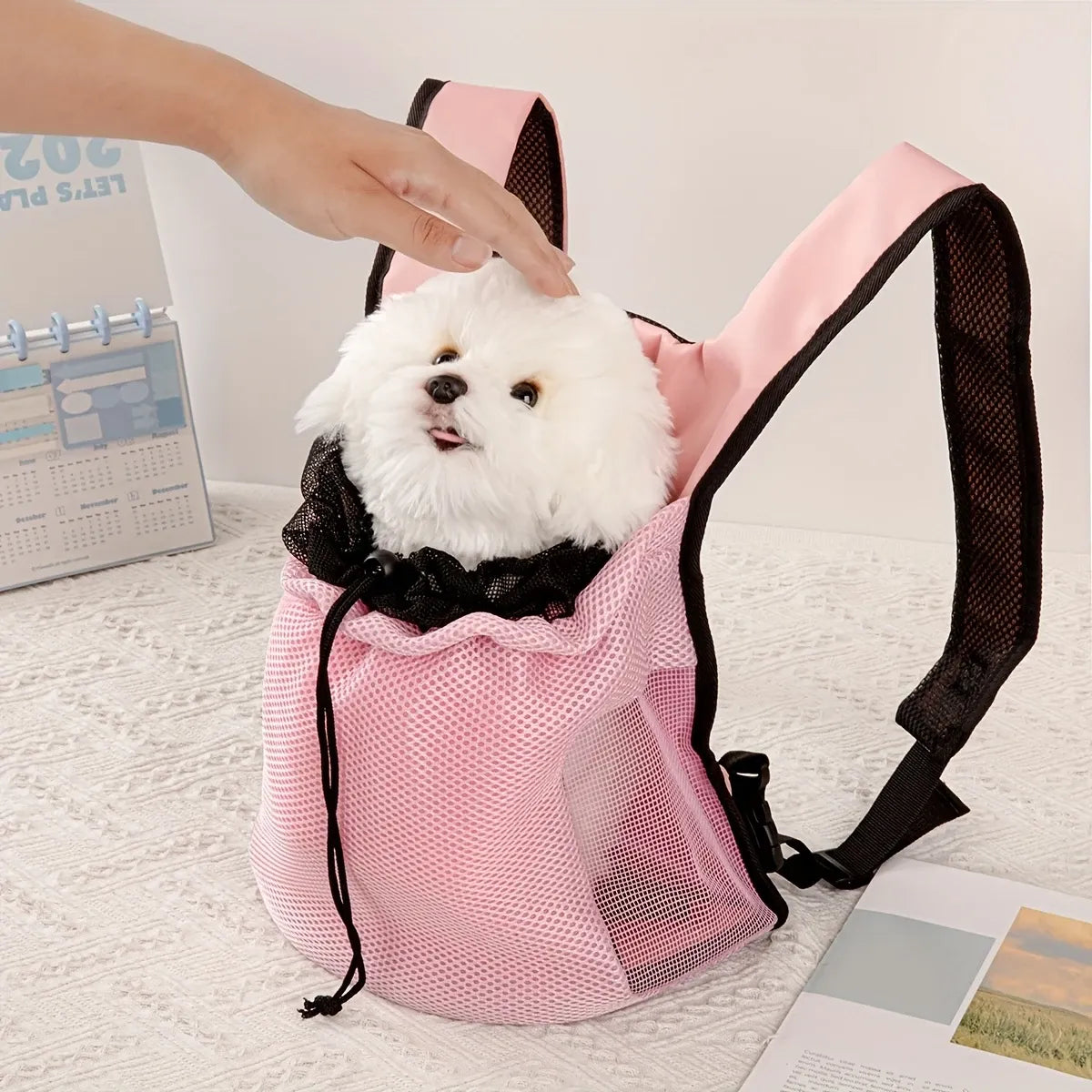 ZICHONG Pet Chest Carrier Backpack – Breathable Mesh, Built-in Anti-Escape Hook, Foldable & Portable for 3–5kg Small Dogs & Cats Outdoor Travel,(grey:L)