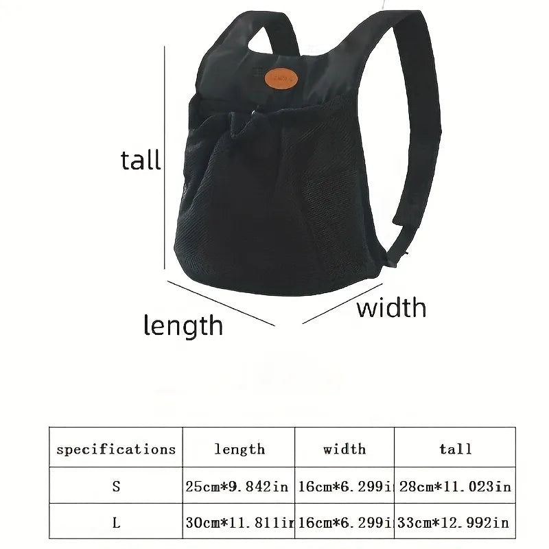 ZICHONG Pet Chest Carrier Backpack – Breathable Mesh, Built-in Anti-Escape Hook, Foldable & Portable for 3–5kg Small Dogs & Cats Outdoor Travel,(grey:L)