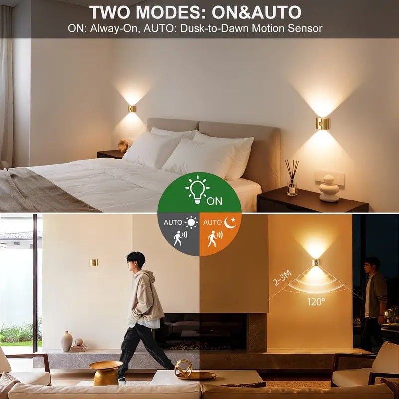 1PCS Induction wall lamp with three-color stepless dimming, 120° auto shut-off, USB rechargeable magnetic installation. Smart motion-sensing LED wall lamp, serving as both a night light and an ambient light./Chrome color