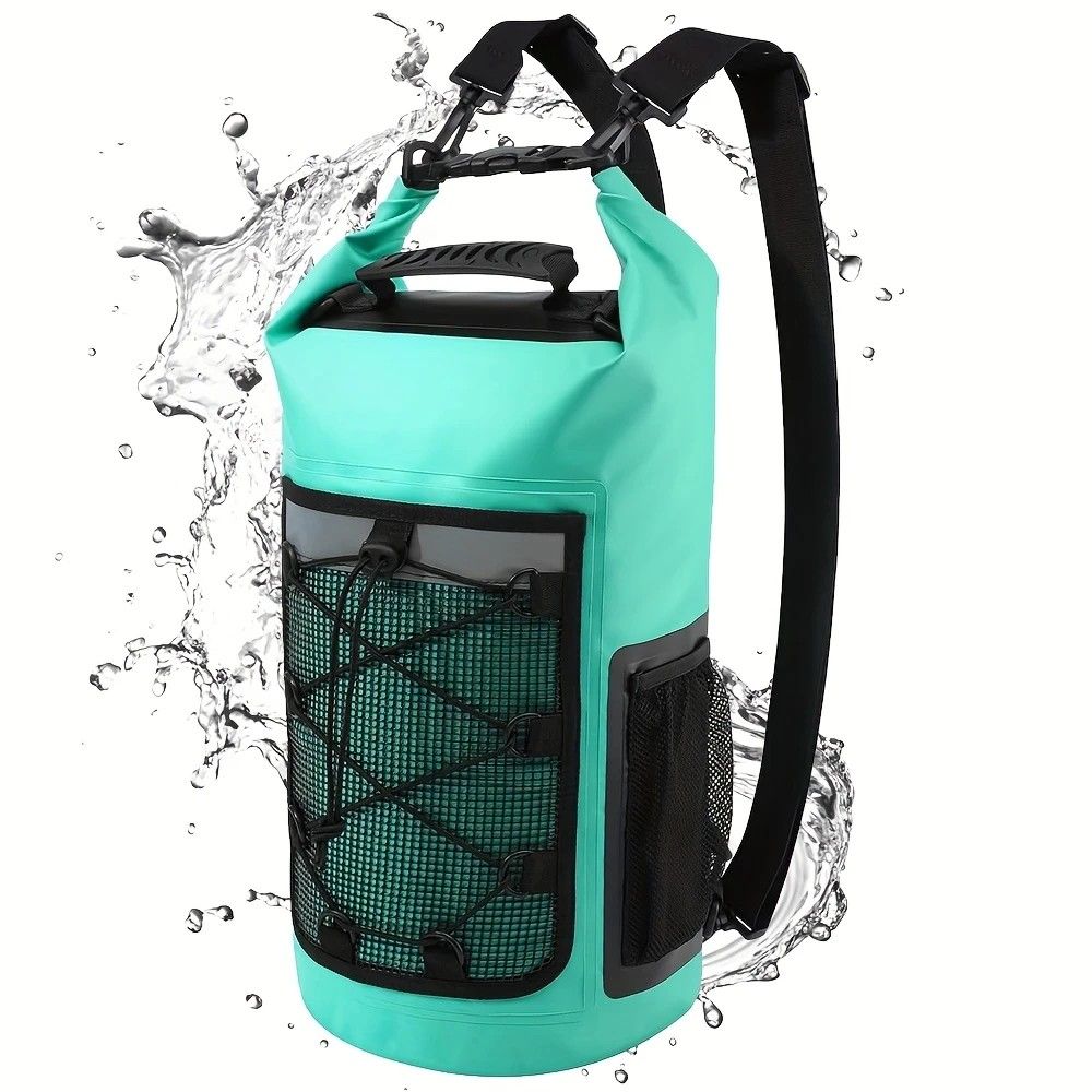 25L Large Capacity Waterproof Backpack Double Layer Rainproof Dry Wet Separation Abrasion Resistant Night Reflective for Outdoor Camping Kayaking Surfing Canyoning Daily Commute(GREY)