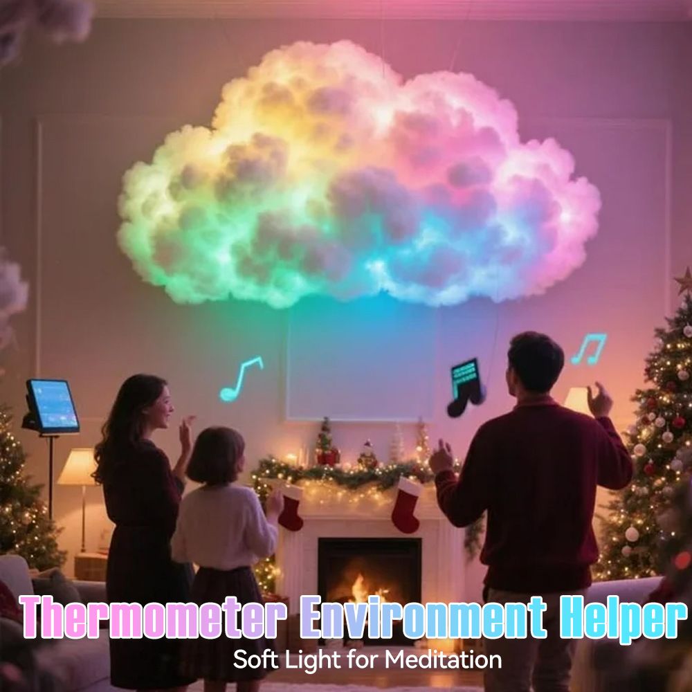 DIY Dreamy 3D Cloud Lamp, Bluetooth APP & Remote Control with Music Sync, USB Powered & Freely Shapable, Creative Parent-Child Interactive Atmosphere Light (Fantasy Color LED 200CM)