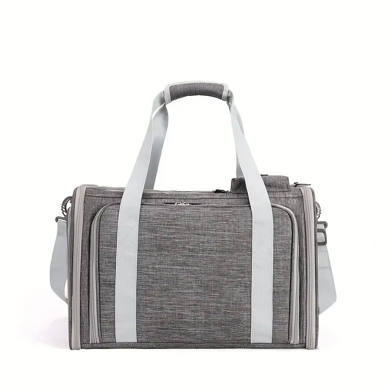 Expandable Airline Approved Pet Carrier – Dual-Side Expansion, Breathable Mesh Windows, Adjustable Straps, Car Travel Ready, Fits Cats up to 13 lbs / Dogs up to 10 lbs(grey)