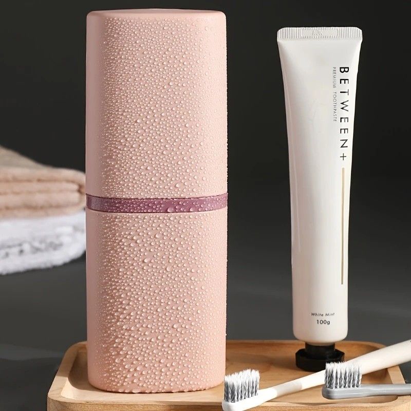 1pc Portable Toothbrush Holder Box, Multi-functional Travel Toothbrush Storage Case, Mouthwash Cup and Toothbrush Container.dark blue