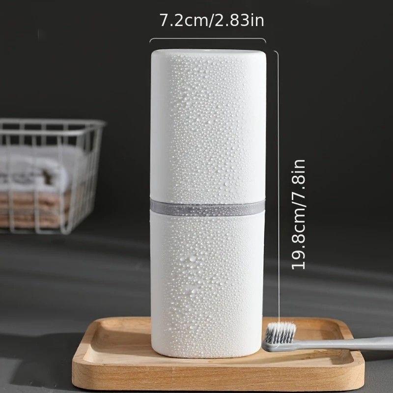 1pc Portable Toothbrush Holder Box, Multi-functional Travel Toothbrush Storage Case, Mouthwash Cup and Toothbrush Container.dark blue
