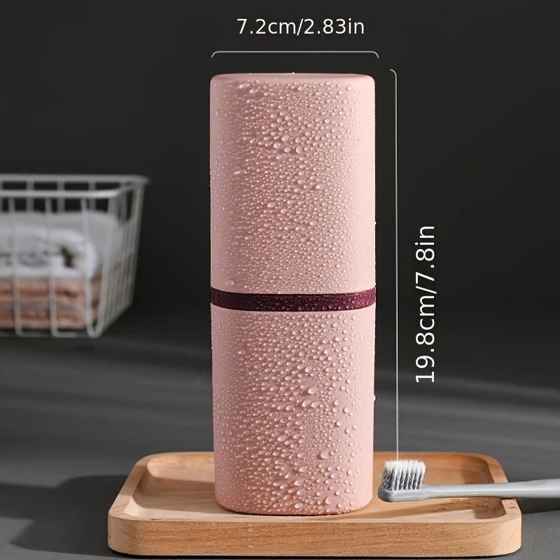 1pc Portable Toothbrush Holder Box, Multi-functional Travel Toothbrush Storage Case, Mouthwash Cup and Toothbrush Container.dark blue