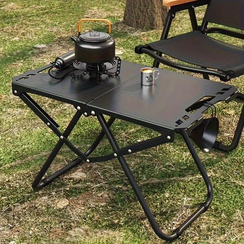 Portable Folding Camping Table Iron Outdoor Picnic Beach BBQ Tailgate Hiking with Storage Bag(GREEN)