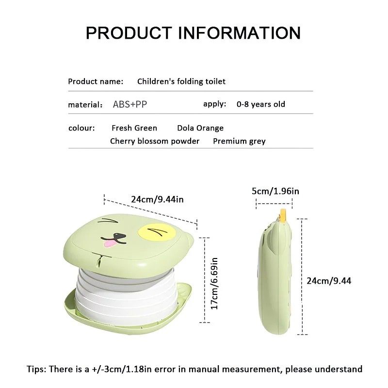 Car Folding Potty, cute cartoon design, folds in seconds for easy carrying, widened seat ring for comfort and stability, suitable for both home and travel.(YELLOW)