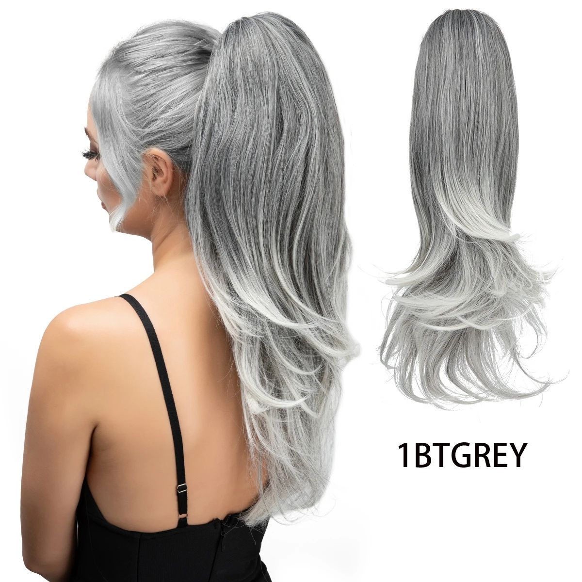 Clip-on Ponytail Hairpiece — Dual-use design, rotate 180° to switch between styles. Made of synthetic fiber, it's easy and quick to wear. Special craftsmanship ensures a natural, realistic look once put on.(colour mixture:12H24)