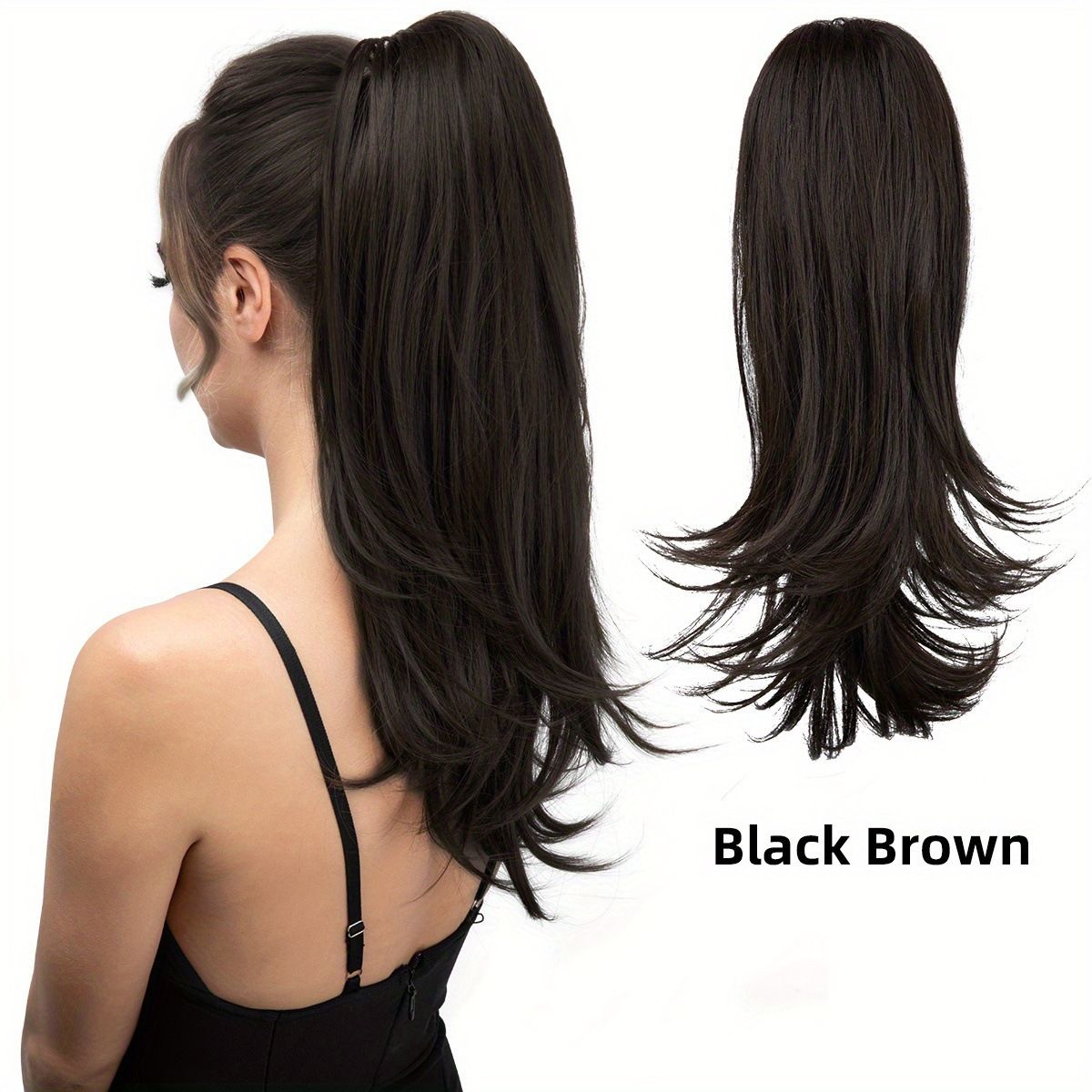 Clip-on Ponytail Hairpiece — Dual-use design, rotate 180° to switch between styles. Made of synthetic fiber, it's easy and quick to wear. Special craftsmanship ensures a natural, realistic look once put on.(colour mixture:12H24)