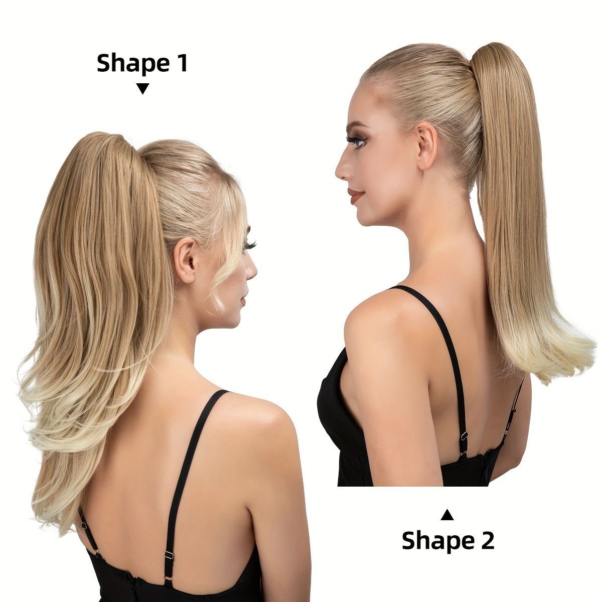 Clip-on Ponytail Hairpiece — Dual-use design, rotate 180° to switch between styles. Made of synthetic fiber, it's easy and quick to wear. Special craftsmanship ensures a natural, realistic look once put on.(colour mixture:1 btgrey)