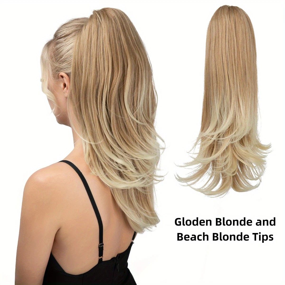 Clip-on Ponytail Hairpiece — Dual-use design, rotate 180° to switch between styles. Made of synthetic fiber, it's easy and quick to wear. Special craftsmanship ensures a natural, realistic look once put on.(colour mixture:1 btgrey)