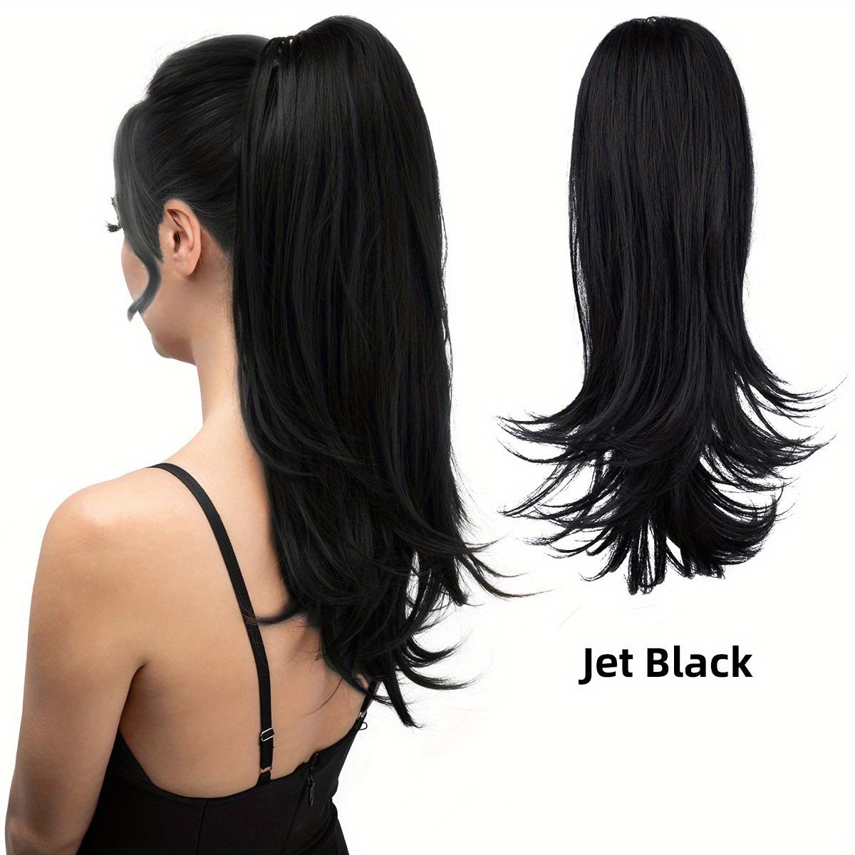 Clip-on Ponytail Hairpiece — Dual-use design, rotate 180° to switch between styles. Made of synthetic fiber, it's easy and quick to wear. Special craftsmanship ensures a natural, realistic look once put on.(colour mixture 27T613)